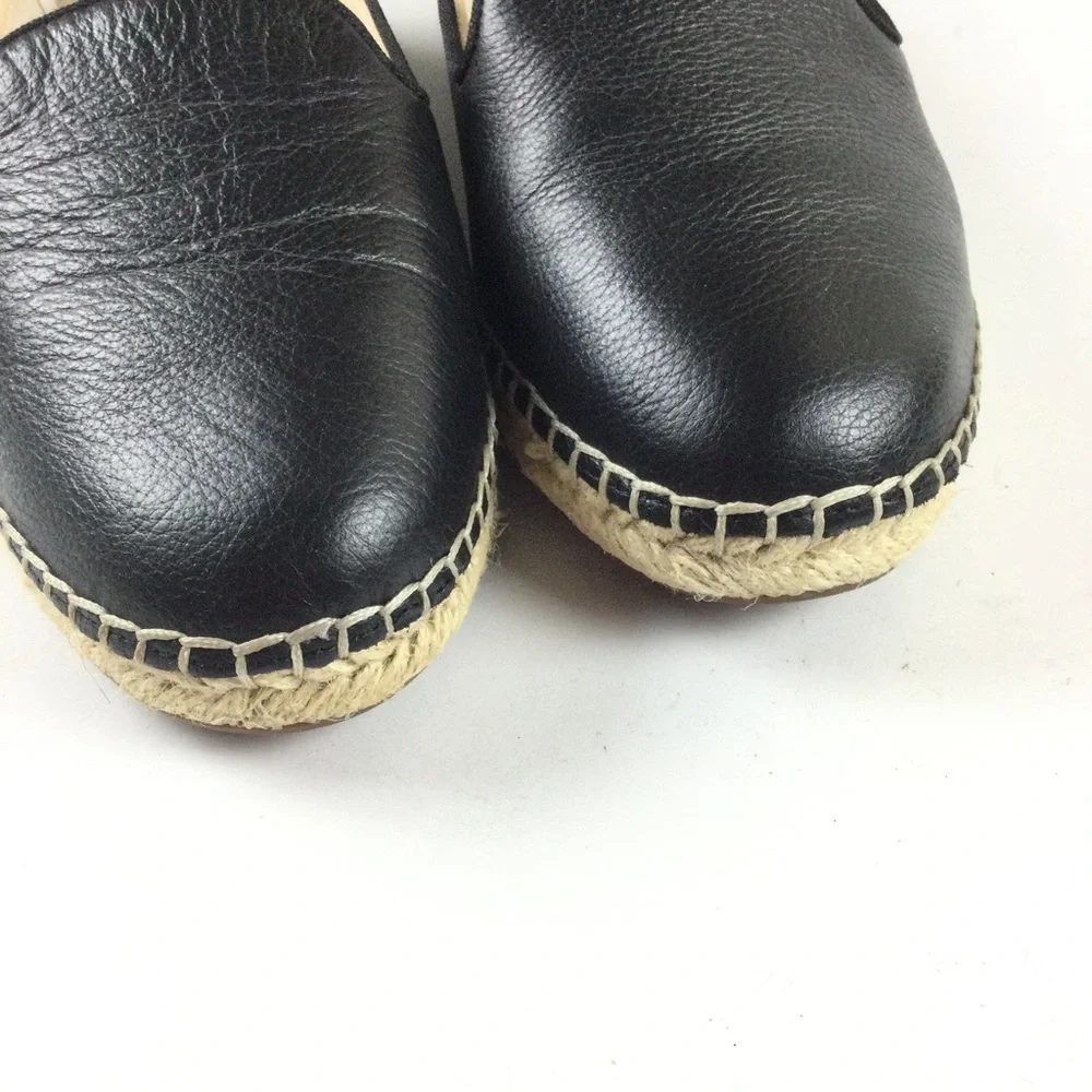 SOLE SOCIETY Sammah Leather Espadrille Slip-On Loafer Black Sz 8.5